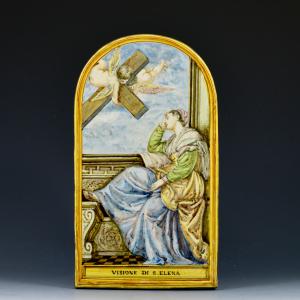 <I>Visione di S. Elena</I> <br>Placca devozionale <br>Manifattura Minghetti <br>Bologna, fine del sec. XIX